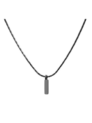 Дълго унисекс колие в черно с тънка плочка Bellita