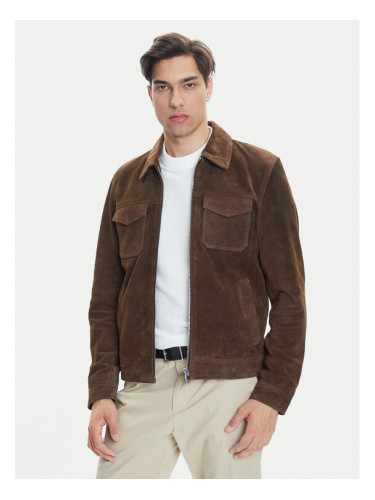 Serge Pariente Кожено яке Cred Кафяв Regular Fit