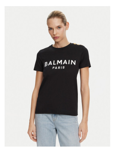 Balmain Тишърт BF1EF005BB02 Черен Regular Fit