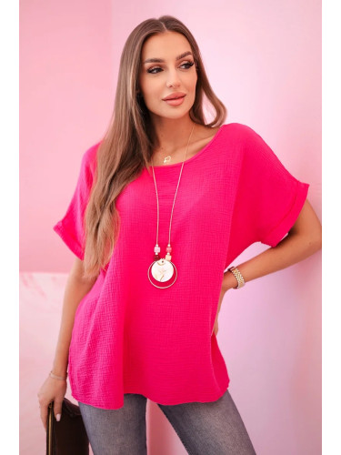Kesi Włoski Muslin blouse with a necklace fuchsia