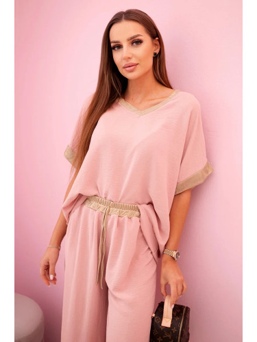 Kesi Włoski Viscose set with golden trim dark powder pink