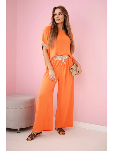 Kesi Włoski Viscose set with golden trim orange