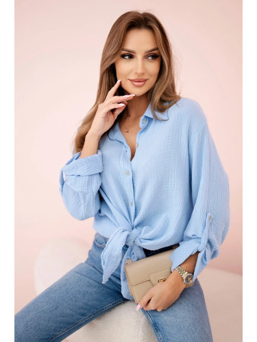 Kesi Włoski Cotton muslin shirt oversize blue