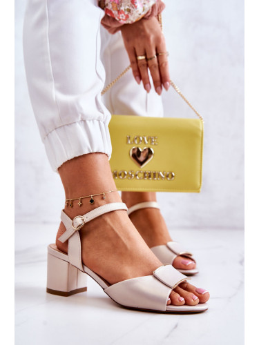 SERGIO LEONE Кожени сандали на висок ток бежово Lorisa