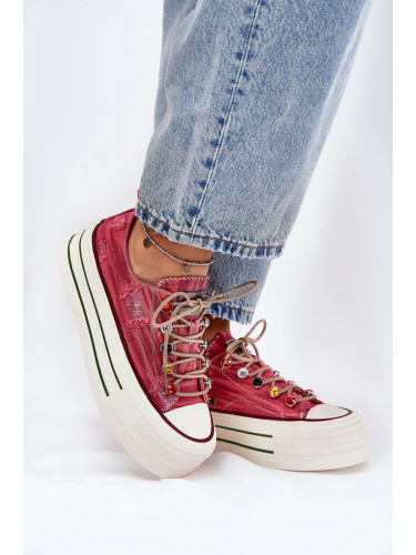 Дамски Обувки На Платформа Червени GOE