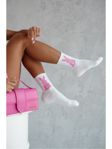 Milena Дамски Чорапи Заек С Опашка Бели