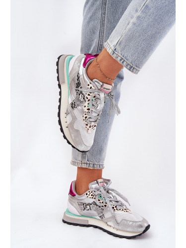 Суедени Спортни Обувки Маратонки За Жени D.Franklin Затихнало Бяло DFSH387005