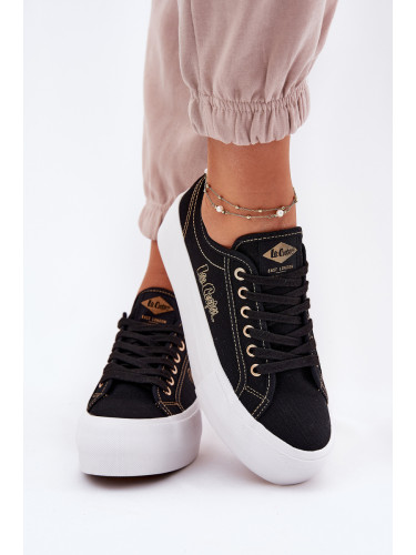 Дамски платнени маратонки на платформа Lee Cooper