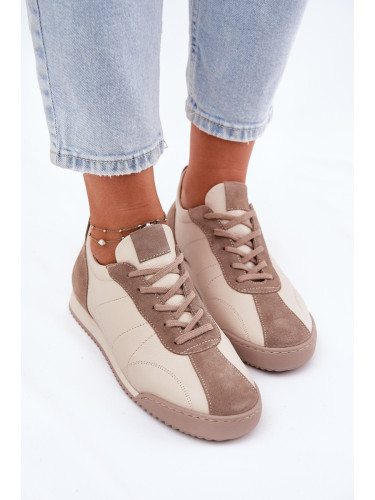 Laura Messi Дамски Спортни Обувки от Кожа Бежови Лаура Меси 2935