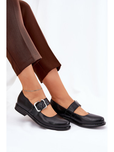 Laura Messi Кожени дамски обувки с катарама Лаура 2980 Черни