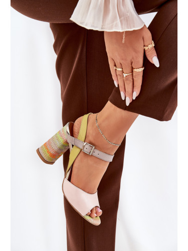Кожени елегантни сандали на ток Laura Messi 2136 Мултиколор