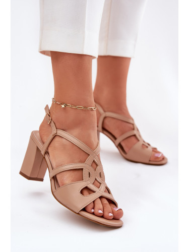 Дамски сандали на ток бежови Sergio Leone SK884