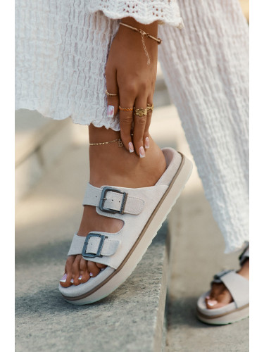 Дамски Замшени Чехли С Катарами Бежови D.Franklin