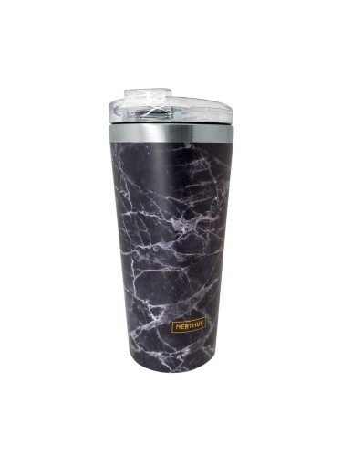 Двустенна термо чаша Nerthus BLACK MARBLE - 480 мл