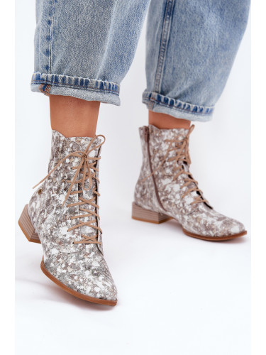 Кожени Възли ботуши на Плосък Ток Maciejka