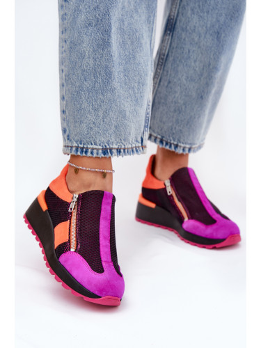 Кожени маратонки на платформа Maciejka Черни