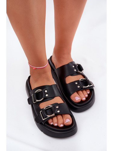BIG STAR SHOES Кожени Женски Сандали С Декоративни Клапи Big Star