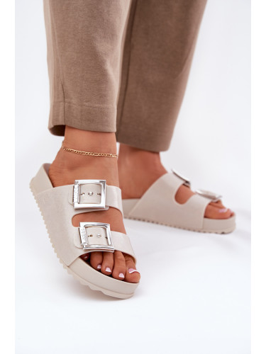 Zaxy Ароматни Дамски Сандали С Катарама И Брокат Бежови