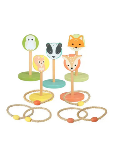 Дървена игра с рингове - "Горски животни", Orange Tree Toys