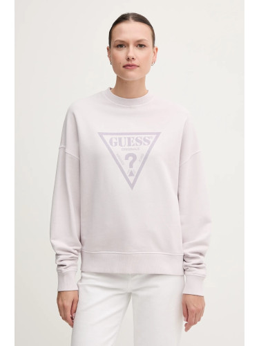 Памучен суичър Guess Originals в лилаво с принт W5GQ03 K68I4