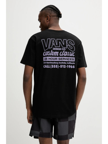 Памучна тениска Vans в черно с принт VN000M60BLK1