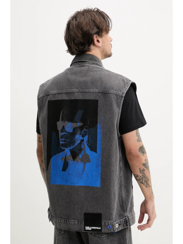 Дънков елек Karl Lagerfeld Jeans мъжки в сиво преходен модел A2M14017