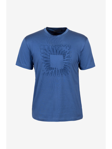 Мъжка тениска в син цвят с 3D принт