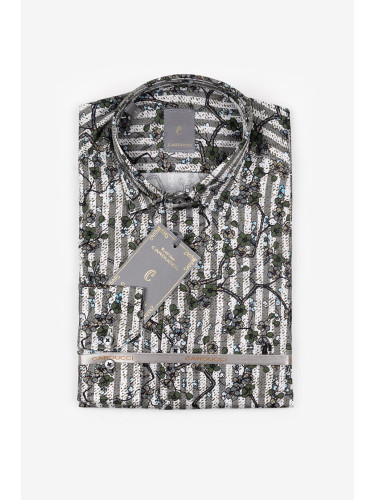 Риза вталена зелена флорален десен