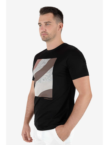 Блуза мерселизиран памук черна с щампа