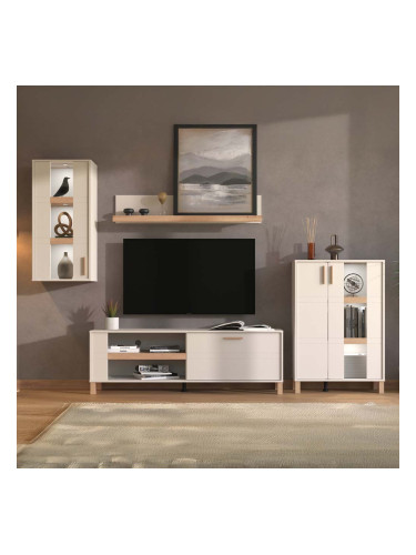 ХОЛНА СЕКЦИЯ ШЕФИЛД 250/40/160 СМ С ВКЛ. ТВ ШКАФ, ПОЛИЦА,ВИСЯЩА ВИТРИНА И СТОЯЩА ВИТРИНА