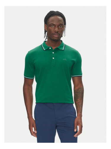 Lindbergh Тениска с яка и копчета 30-404010 Зелен Relaxed Fit