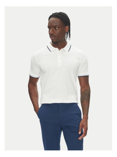 Lindbergh Тениска с яка и копчета 30-404010 Бял Relaxed Fit