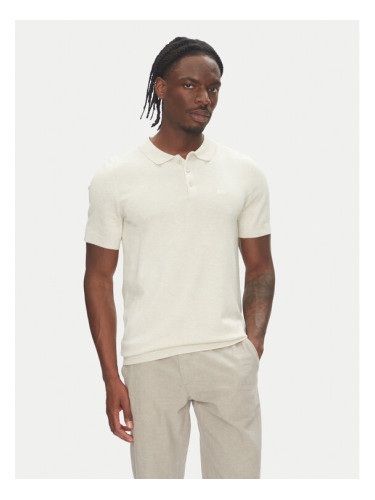 Lindbergh Тениска с яка и копчета 30-800159 Бежов Slim Fit