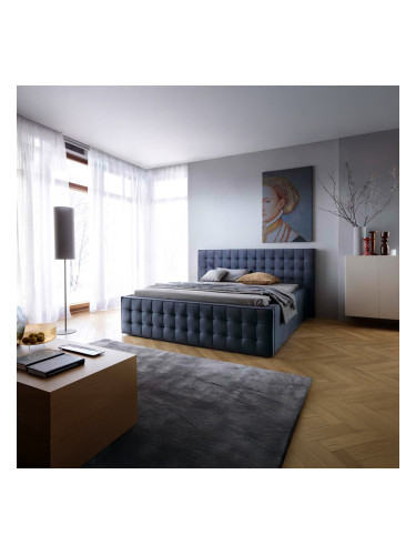 ТЪМНОСИВО ТАПИЦИРАНО ЛЕГЛО СКИМО 205/222/108 СМ С ПЛОЩ ЗА СЪН 160/200 СМ