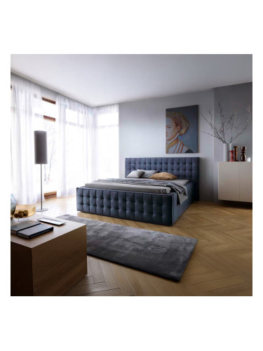 ТЪМНОСИВО ТАПИЦИРАНО ЛЕГЛО СКИМО 225/222/108 СМ С ПЛОЩ ЗА СЪН 180/200 СМ