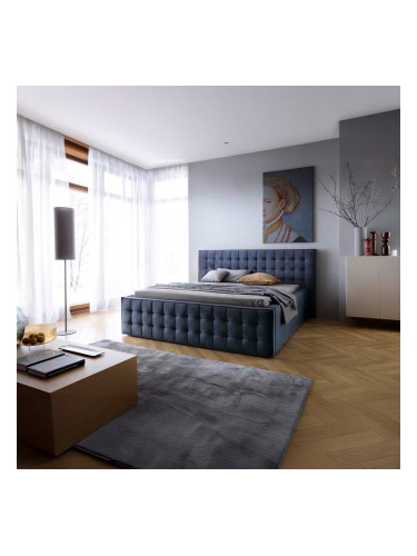 ТЪМНОСИВО ТАПИЦИРАНО ЛЕГЛО СКИМО 185/222/108 СМ С ПЛОЩ ЗА СЪН 140/200 СМ