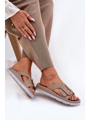 Ароматни Дамски Сандали С Декоративна Клапа Бежови ZAXY