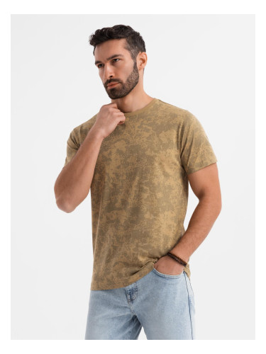 Ombre Men's patterned cotton short-sleeved T-shirt - olive