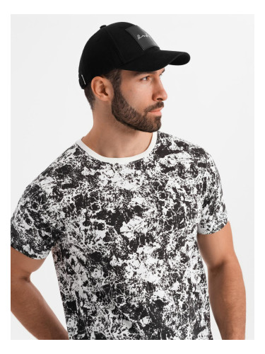 Ombre Men's patterned cotton short sleeve T-shirt - white and black