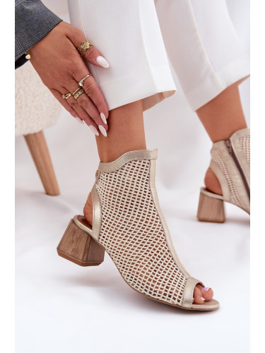 Дамски Кожени Ботуши На Ток С Отворен Пета Maciejka