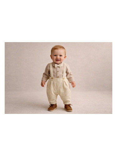Елегантен летен бебешки комплект с гащеризон Beige