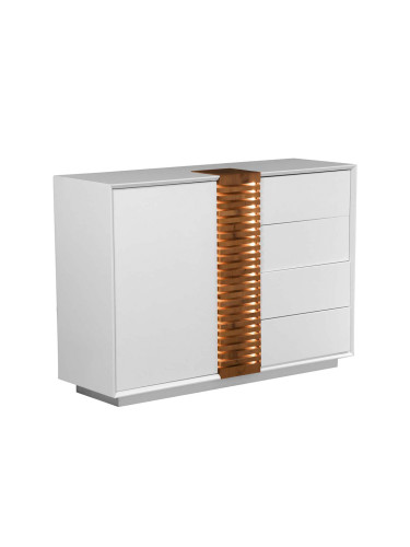 БЯЛ КОМОД ДЖОВАНИ С 1 ВРАТА И 4 ЧЕКМЕДЖЕТА