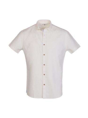 Бяла риза от лен и памук