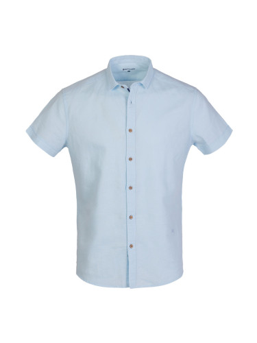 Светло синя риза от лен и памук