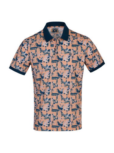 Мъжка тениска в прасковено със син принт