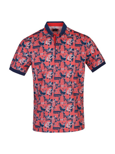 Мъжка тениска в корал със син принт