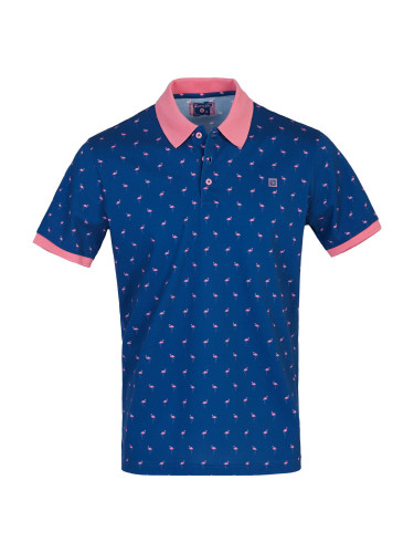 Мъжка тениска в тъмно синьо с фламинго