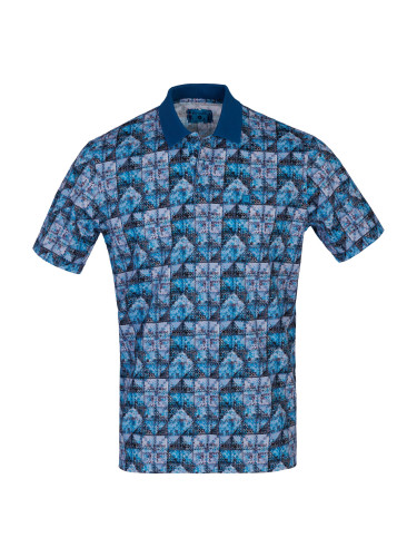 Мъжка тениска в синьо с ефектен принт