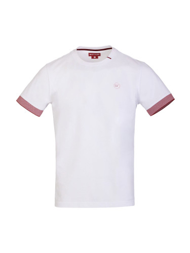 Тениска в бяло с контрастни маншети