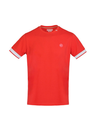 Тениска в корал с контрастни маншети